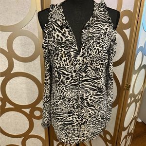 Michael Kors black and white long sleeve Blouse